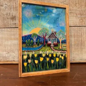 Yellow Tulips- Reclaimed Wood Frame