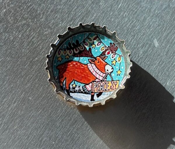 Peaceful Moose Bottlecap Magnet