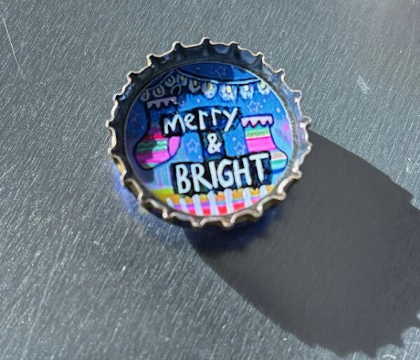 Merry and Bright Bottlecap Magnet