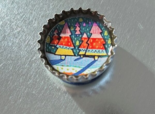 Rainbow Trees Bottlecap Magnet