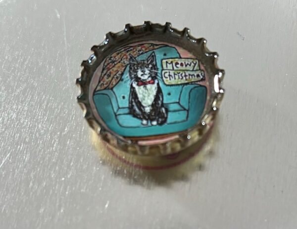 Meowy Christmas Bottlecap Magnet