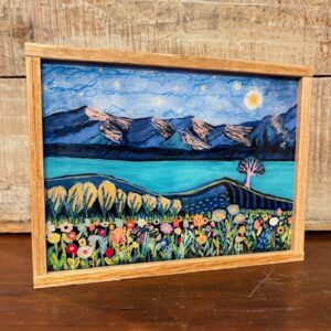 A Lone Pink Tree- Reclaimed Wood Frame